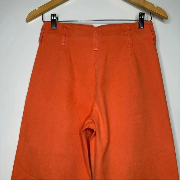 J. Peterman Orange Coral High-Rise Wide Leg Crop Pants Size 2 - Picture 7 of 8